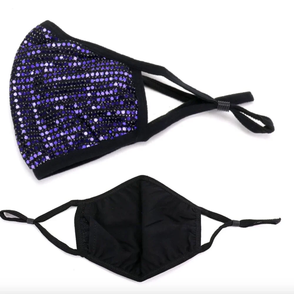 Purple Sequin Face Mask | Adjustable Reusable Fashion Mask | NWT / Sealed
